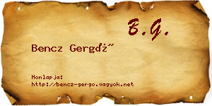 Bencz Gergő névjegykártya